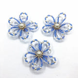 Hand Weave Mini Glass Beads Flower for Earrings, Hairpin Accessories - 20pcs