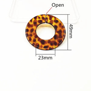 50pcs Acrylic Leopard Print Ring-shape Beads for Earrings DIY