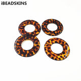 50pcs Acrylic Leopard Print Ring-shape Beads for Earrings DIY