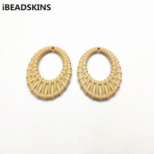 Acrylic Weaving Oval-Shape Earring Charms, 100pcs