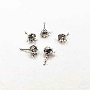 500pcs Copper Rhinestone Round Shape Earring Studs