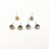 500pcs Copper Rhinestone Round Shape Earring Studs