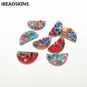 50pcs 30x15mm Acetic Acid Semicircle Charm for Earrings, DIY Jewelry Making