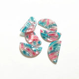 50pcs 30x15mm Acetic Acid Semicircle Charm for Earrings, DIY Jewelry Making