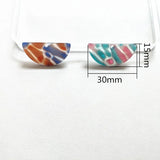 50pcs 30x15mm Acetic Acid Semicircle Charm for Earrings, DIY Jewelry Making