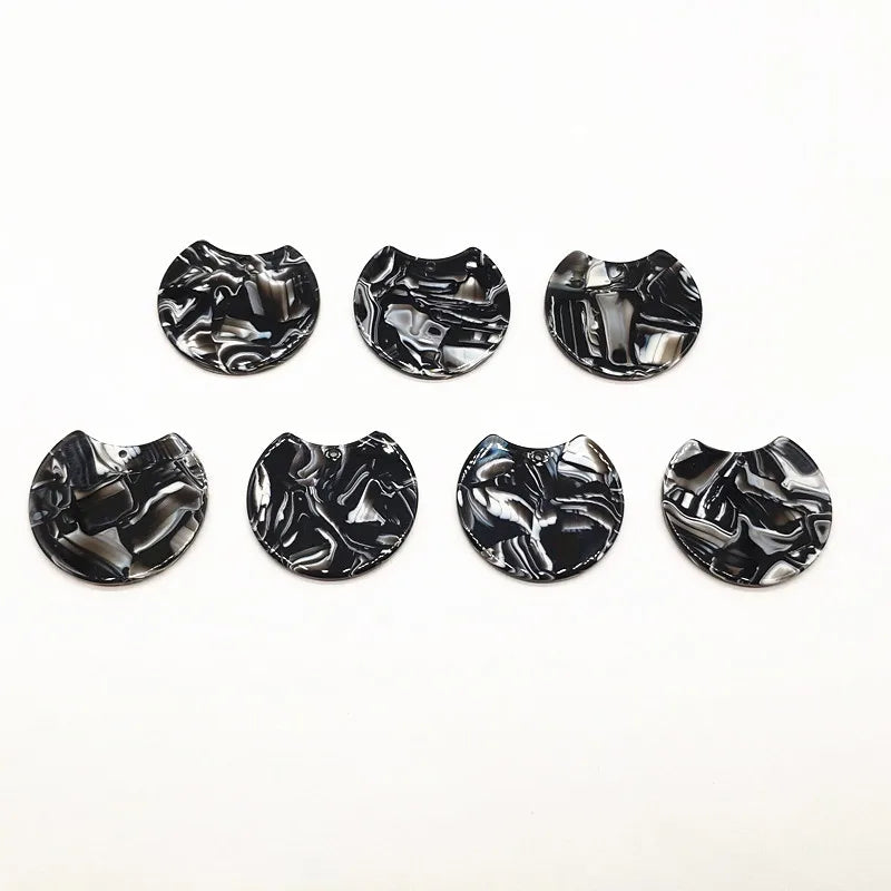 50pcs 37x30mm Acetic Acid Marble Effect Round Charm for Earrings Jewelry