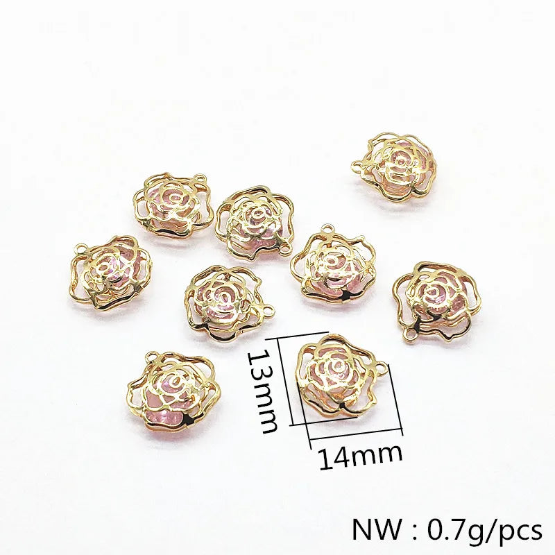 50pcs Copper/CZ Flower Charm for Earrings DIY Parts