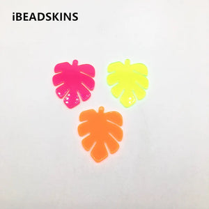 Neon Leaf-Shaped Charms 50pcs for Earrings DIY