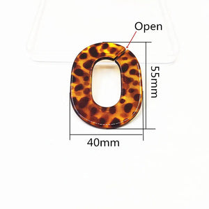 Acrylic Leopard Print Oval Beads for Earring DIY 50pcs