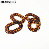 Acrylic Leopard Print Oval Beads for Earring DIY 50pcs