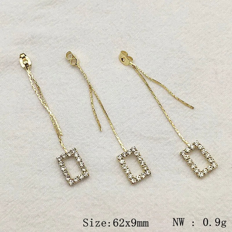 50pcs Rhinestone Stud Earring Chain 62x9mm Jewelry Accessories