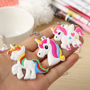 6Pcs Unicorn Keychains Women Girl Bag Charm Key Ring Pendant