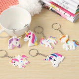 6Pcs Unicorn Keychains Women Girl Bag Charm Key Ring Pendant
