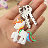 6Pcs Unicorn Keychains Women Girl Bag Charm Key Ring Pendant