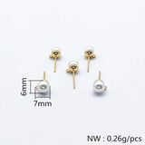 6mm 50pcs Gold-Plated Pearl Ear Studs DIY Jewelry Findings