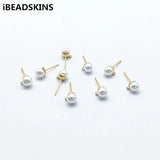 6mm 50pcs Gold-Plated Pearl Ear Studs DIY Jewelry Findings