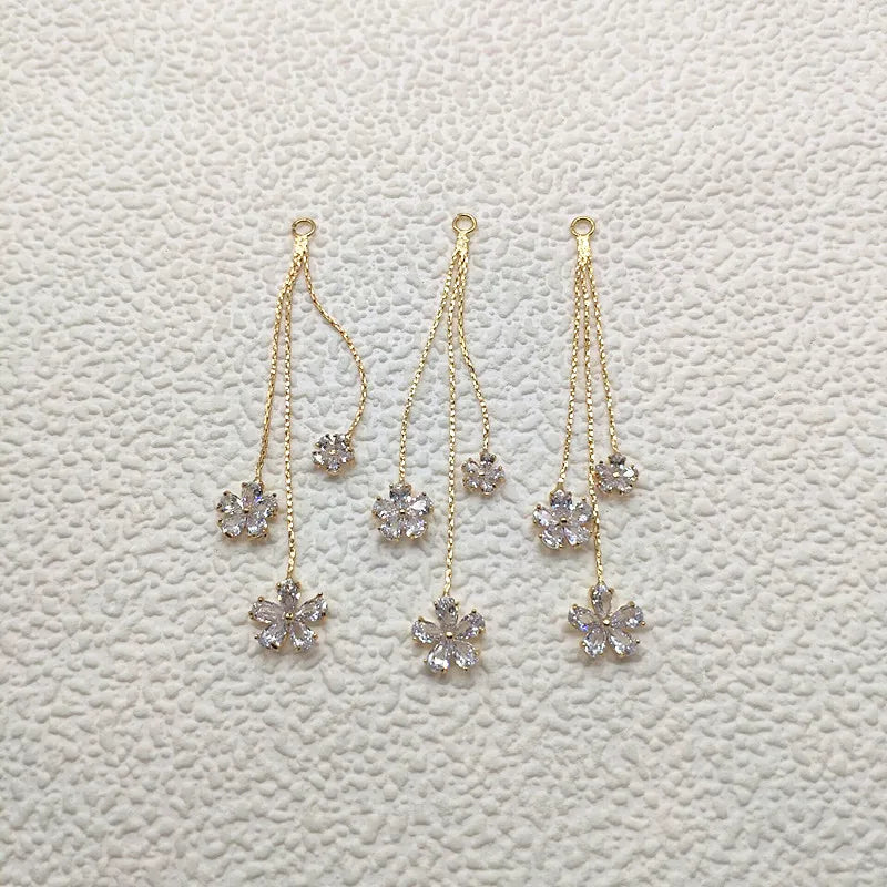 10pcs Real Zircon Chain Charms for Earring DIY, Jewelry Findings