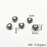 2000pcs Rhodium CCB Heart Beads for Earrings DIY