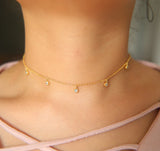 925 Silver CZ Charm Drop Dainty Chain Necklace for Girl