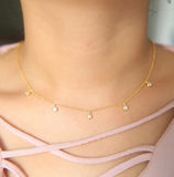 925 Silver CZ Charm Drop Dainty Chain Necklace for Girl