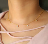 925 Silver CZ Charm Drop Dainty Chain Necklace for Girl