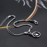 925 Sterling Silver Anklet Women's Double Bead Chain Pendant Ankle Bracelet