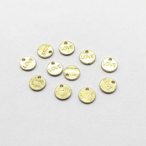 9mm Zinc Alloy Round Shape Love Charm for Earrings Making - 100pcs