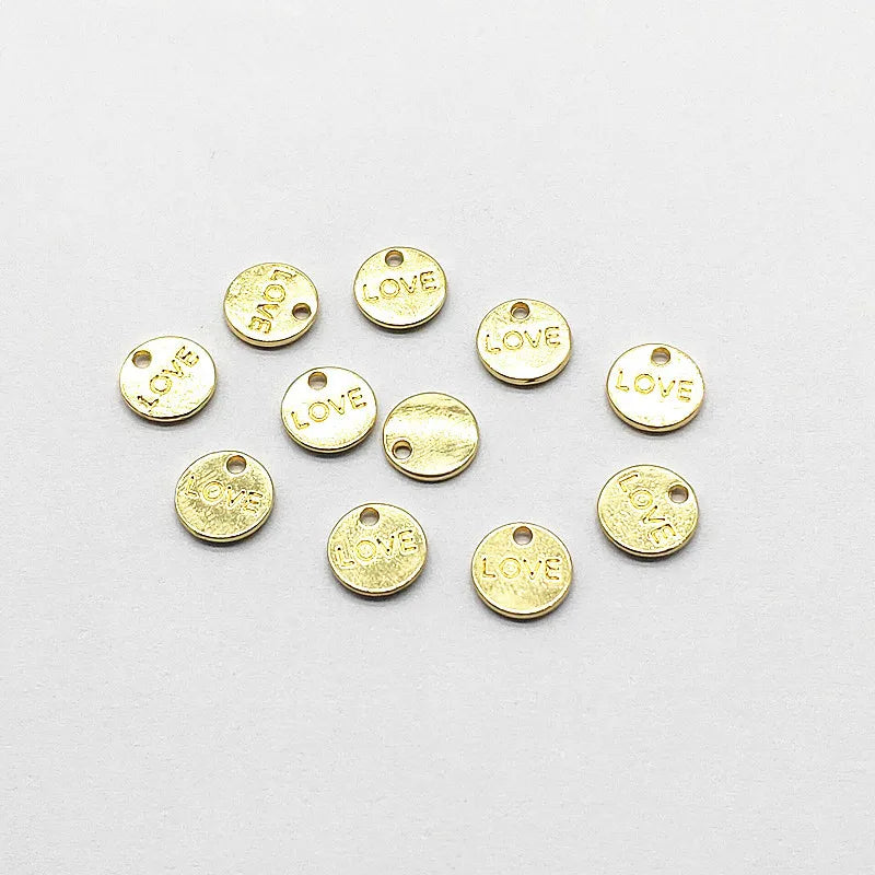 9mm Zinc Alloy Round Shape Love Charm for Earrings Making - 100pcs