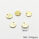 9mm Zinc Alloy Round Shape Love Charm for Earrings Making - 100pcs