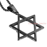 Hexagonal Star Pendant Necklace Punk Style Stainless Steel Jewelry