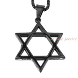 Hexagonal Star Pendant Necklace Punk Style Stainless Steel Jewelry