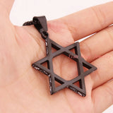 Hexagonal Star Pendant Necklace Punk Style Stainless Steel Jewelry