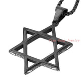 Hexagonal Star Pendant Necklace Punk Style Stainless Steel Jewelry