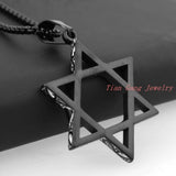 Hexagonal Star Pendant Necklace Punk Style Stainless Steel Jewelry