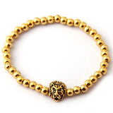 Lion and Buddha Charm Alloy Bead Bracelet - Unisex Jewelry