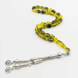 Green Resin Tasbih 33 Beads Muslim Rosary Metal Tassel Islam Bracelets