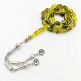 Green Resin Tasbih 33 Beads Muslim Rosary Metal Tassel Islam Bracelets