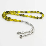 Green Resin Tasbih 33 Beads Muslim Rosary Metal Tassel Islam Bracelets
