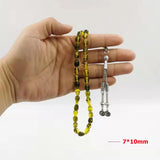 Green Resin Tasbih 33 Beads Muslim Rosary Metal Tassel Islam Bracelets