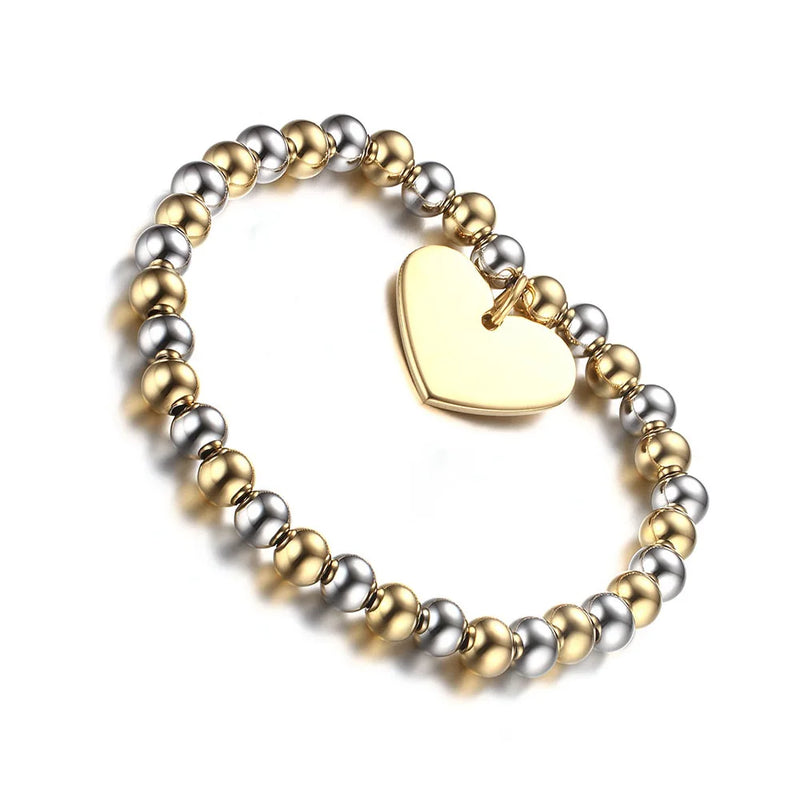 Hot Titanium steel heart bracelet jewelry women steel ball bracelet