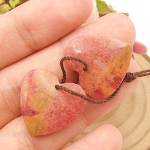 Natural Rhodonite Heart-shaped Earring Beads, Birthday Gift, 19x20x5mm