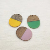 Resin Wood Oval-Shaped Earring Charms 10pcs