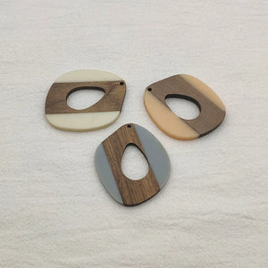 Resin Wood Charm Mix 47x40mm 10pcs Earring Parts Jewelry Findings