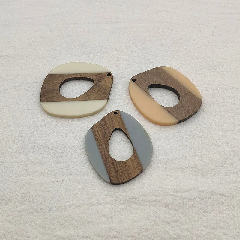 Resin Wood Charm Mix 47x40mm 10pcs Earring Parts Jewelry Findings