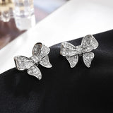 Austrian Crystal Sterling Silver Bow Ear Pin Earrings