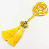 Yellow Resin Islamic Prayer Beads Tassel Bracelet