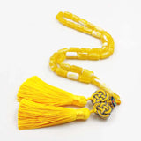 Yellow Resin Islamic Prayer Beads Tassel Bracelet