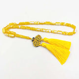 Yellow Resin Islamic Prayer Beads Tassel Bracelet