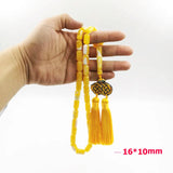 Yellow Resin Islamic Prayer Beads Tassel Bracelet