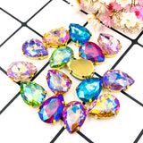 Teardrop Glass Rhinestones With Crystal Base Flatback Sew On Rhinestones